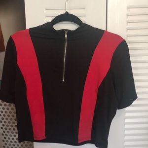 Cropped Front Zip Shirt